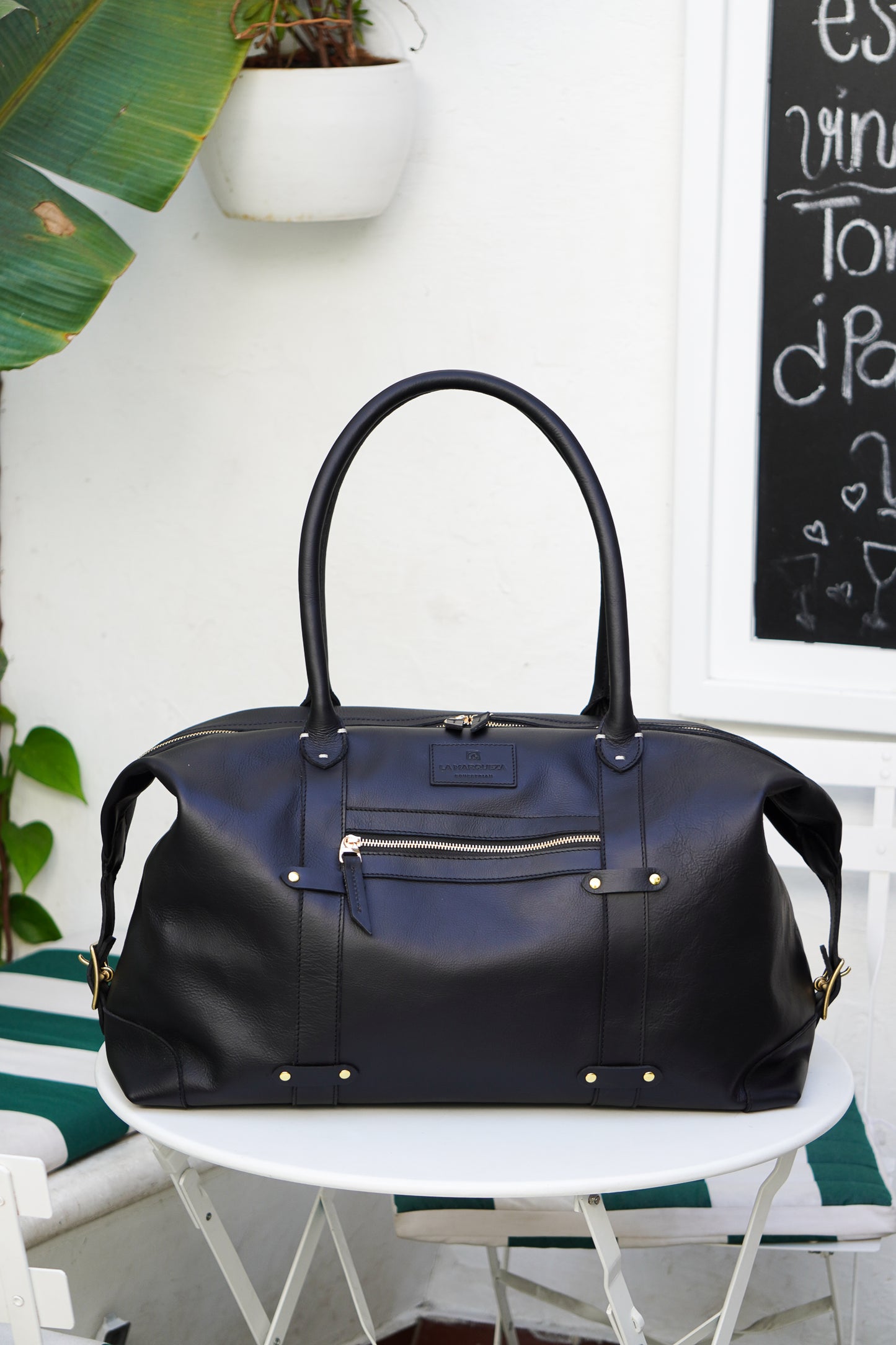 Leather Travel Bag - Black