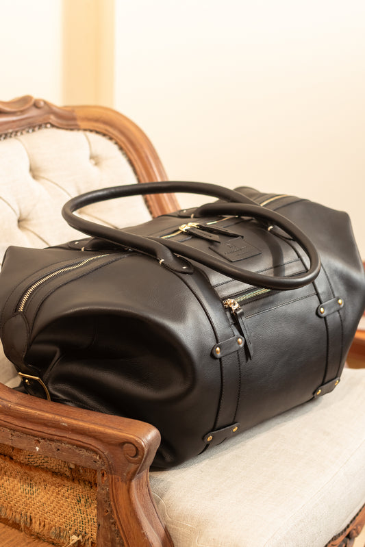 Leather Travel Bag - Black